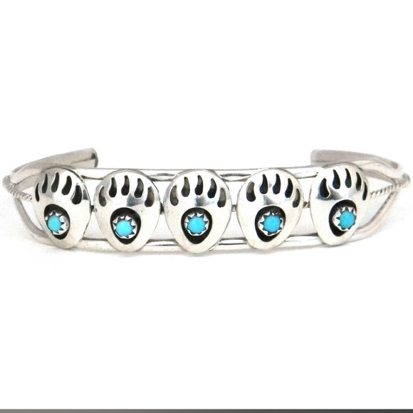 Jewelry - Navajo Turquoise Sterling Silver Bear Paw Cuff